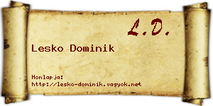 Lesko Dominik névjegykártya